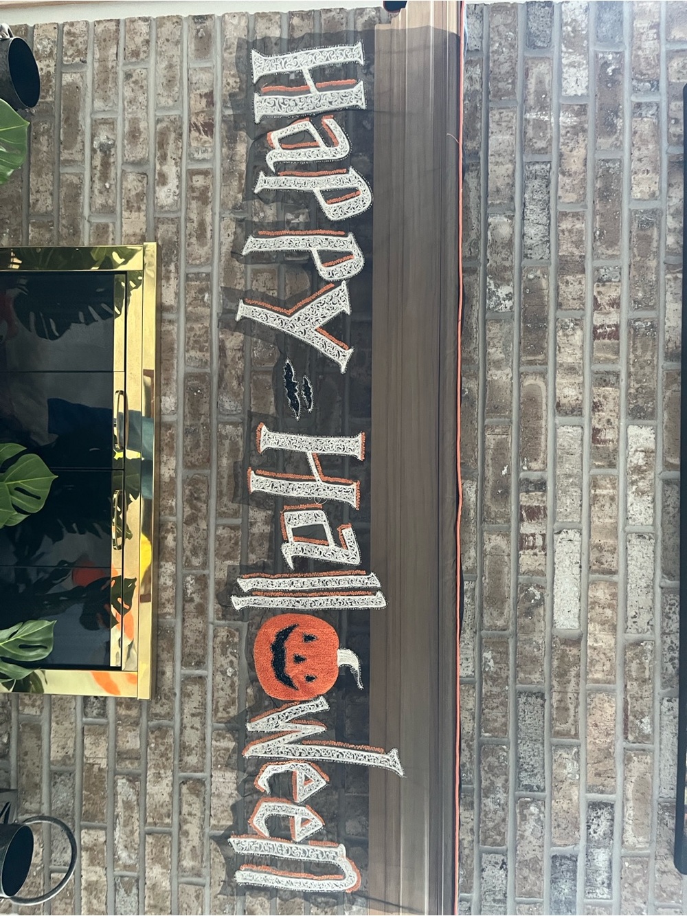 Happy Halloween Black and Orange Mantel Scarf
